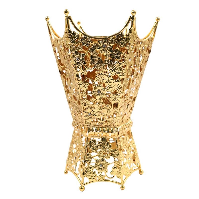 Luxury Incense Burner with Crystal Accents for Oud/Charcoal - Elegant Home Décor, 30 cm Metal Design